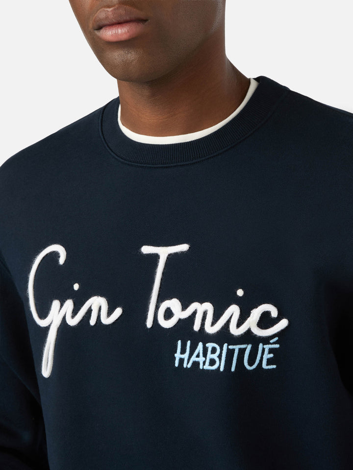 Sweat-shirt Soho en coton Navy blue avec broderie Gin Tonic Habitué 