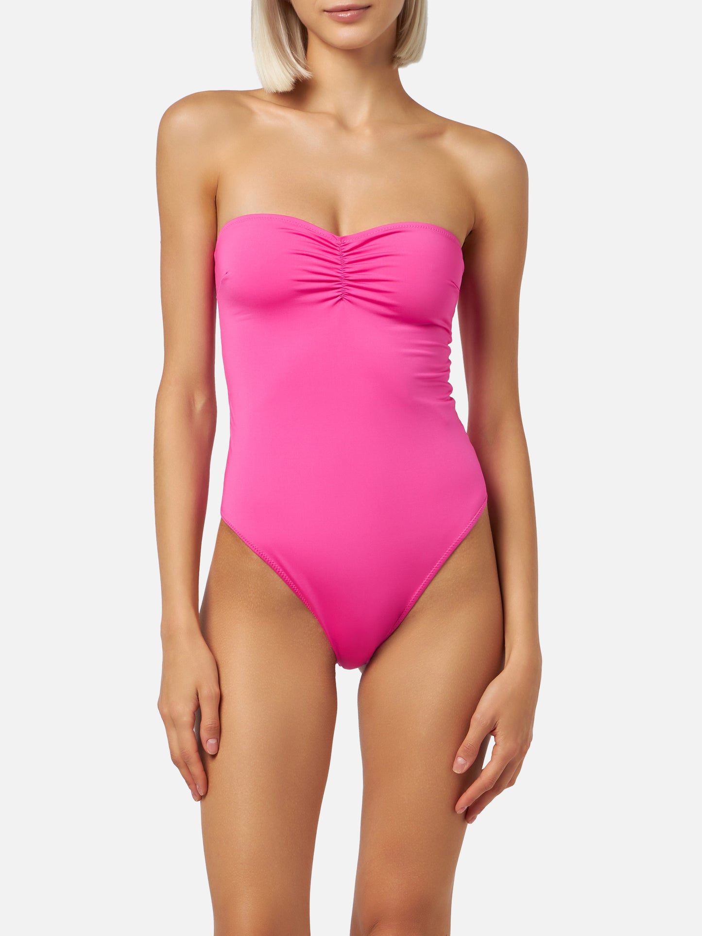 Soleil costume intero senza spalline fucsia