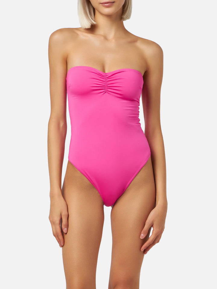 Soleil costume intero senza spalline fucsia