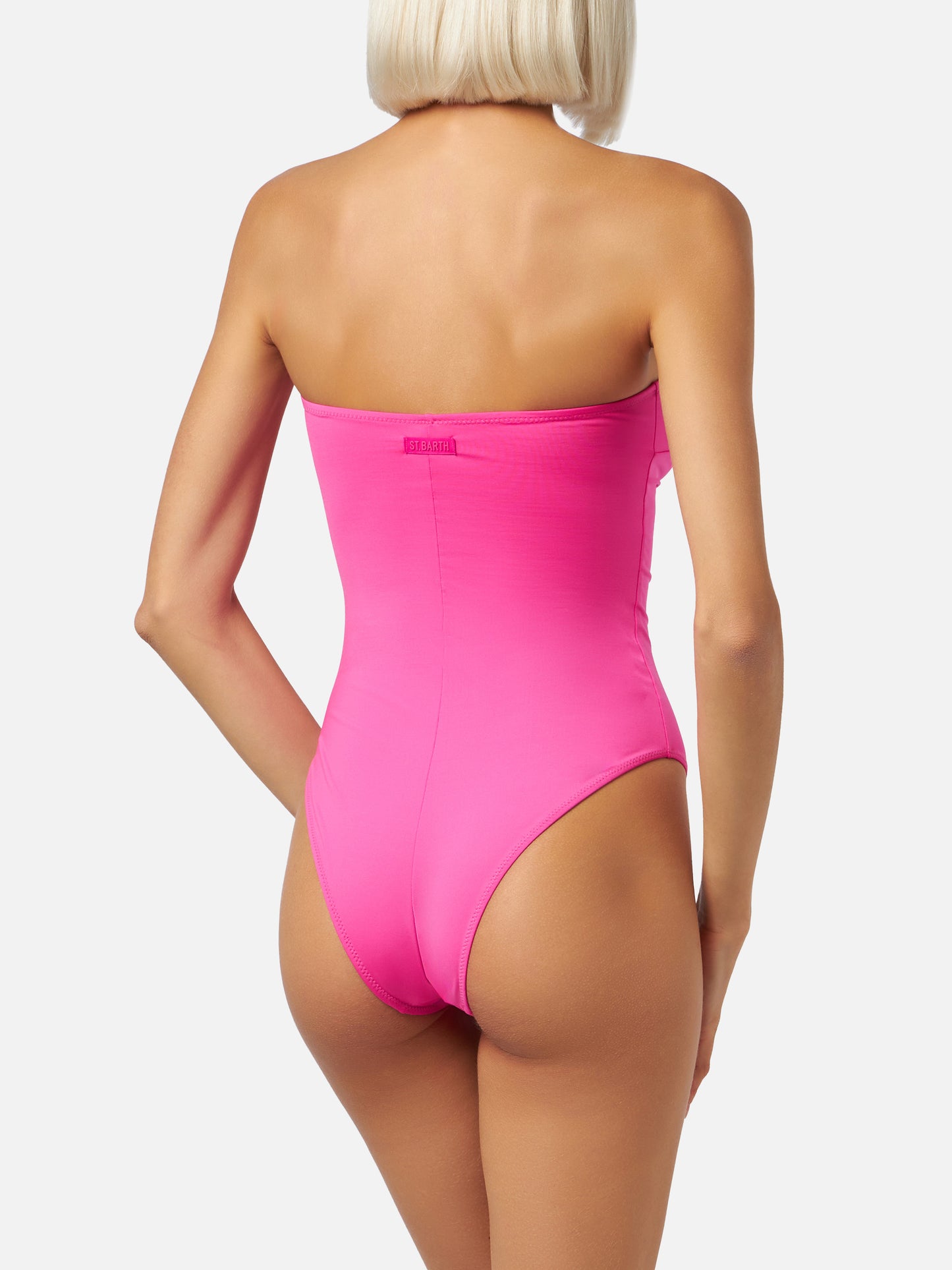 Soleil costume intero senza spalline fucsia