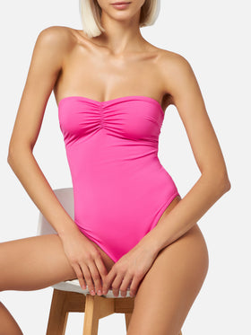 Soleil costume intero senza spalline fucsia