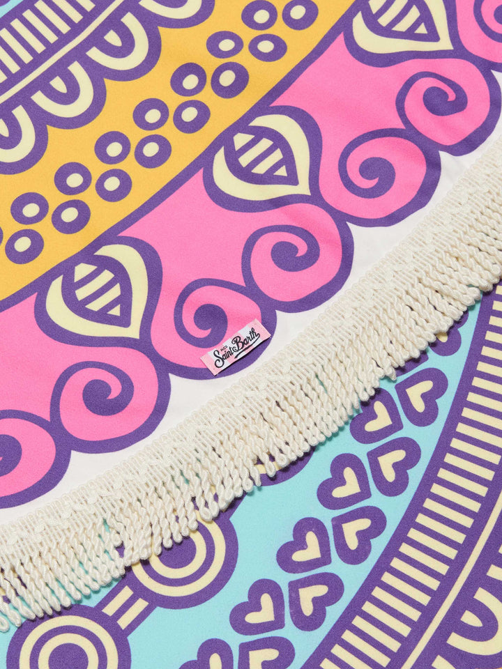 Telo mare rotondo Solyn con stampa mandala