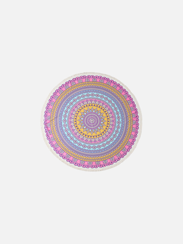 Solyn round beach towel with mandala print