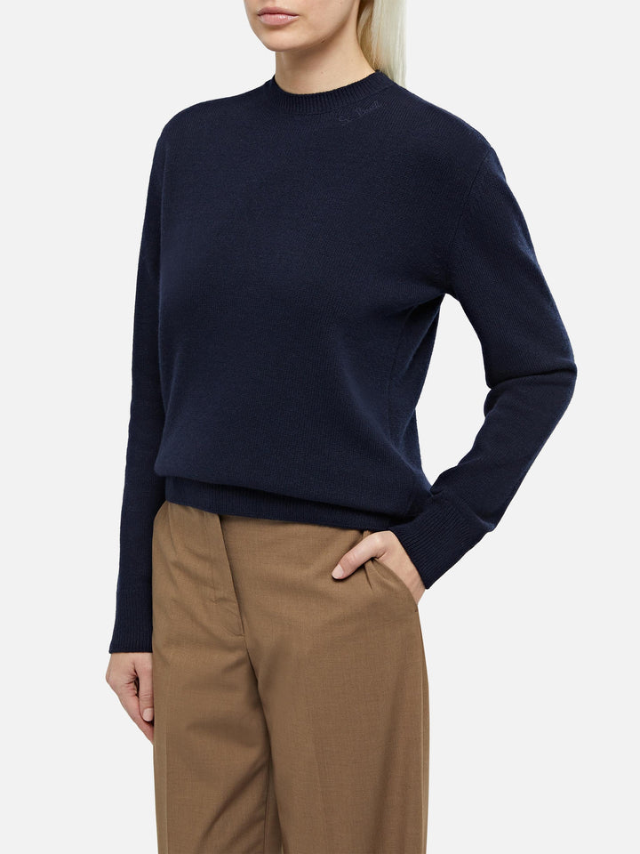 Woman navy blue cashmere blend sweater Sorbonne - MC2 Saint Barth