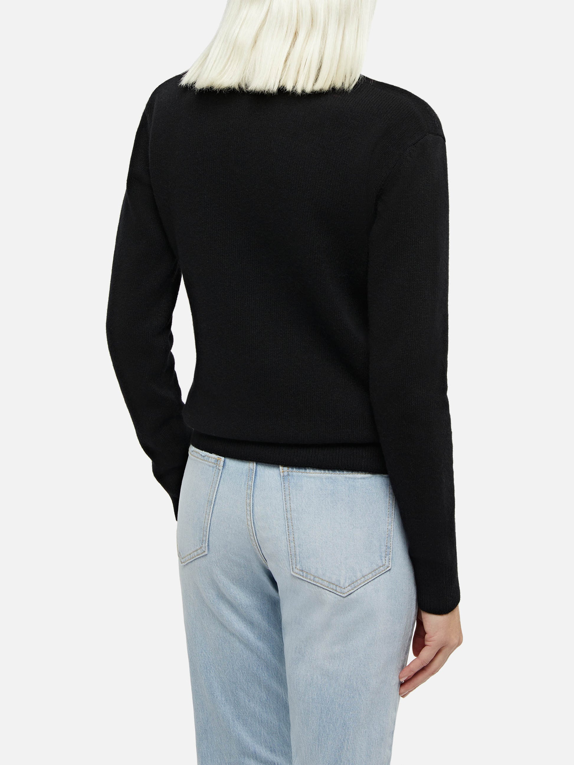 Woman black cashmere blend crewneck sweater Sorbonne - MC2 Saint Barth