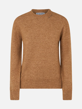 Woman stretch yarn camel sweater Sorbonne - MC2 Saint Barth