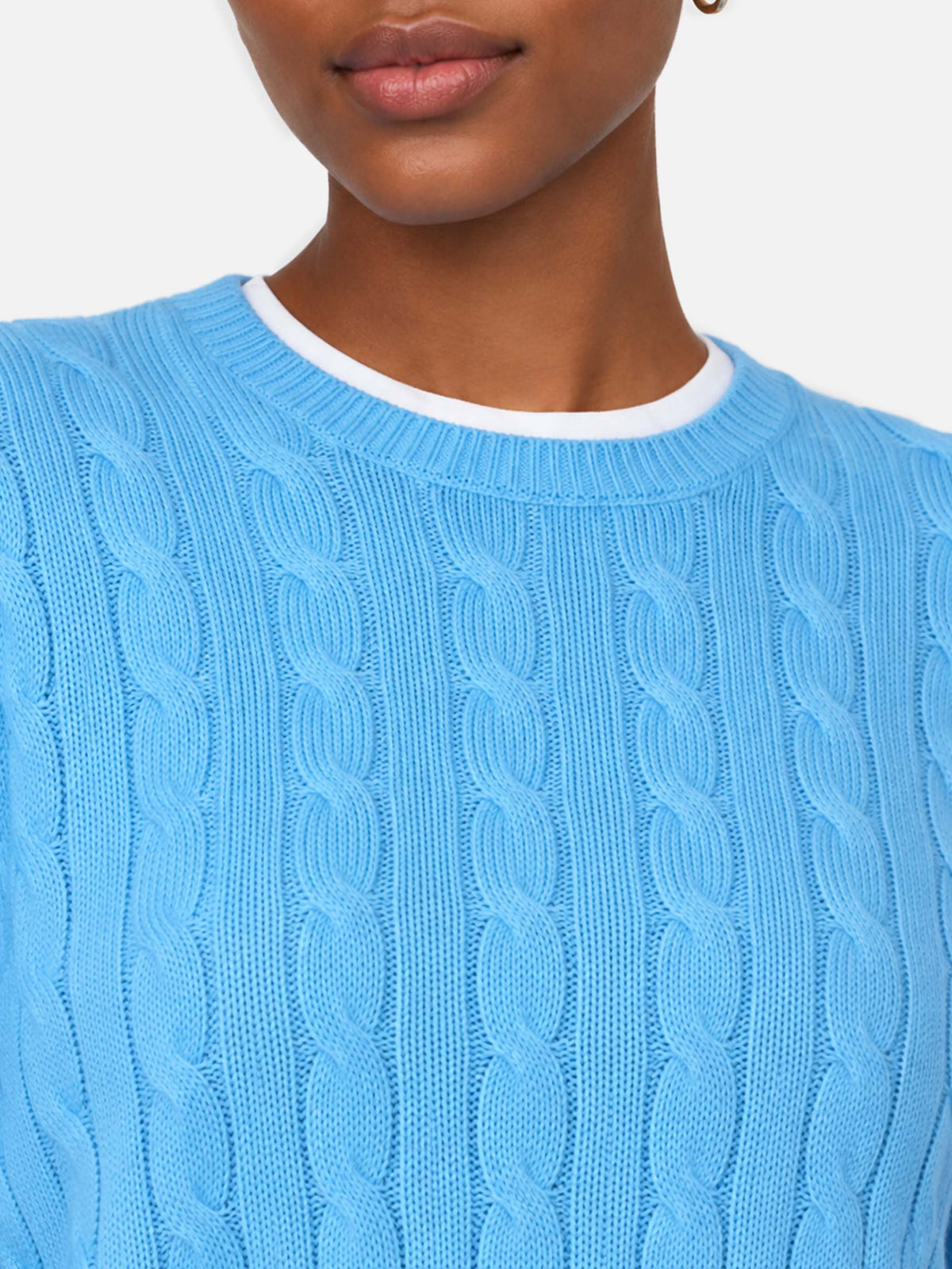 Sorbonne Pullover aus Kaschmirmischung mit Zopfmuster in Dusty Blue 