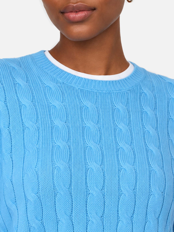Pull Sorbonne en maille torsadée bleu poussière en mélange de cachemire 
