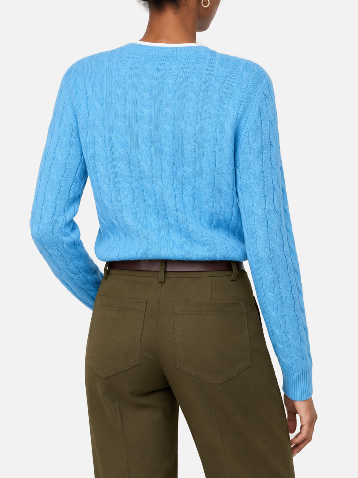 Sorbonne Pullover aus Kaschmirmischung mit Zopfmuster in Dusty Blue 