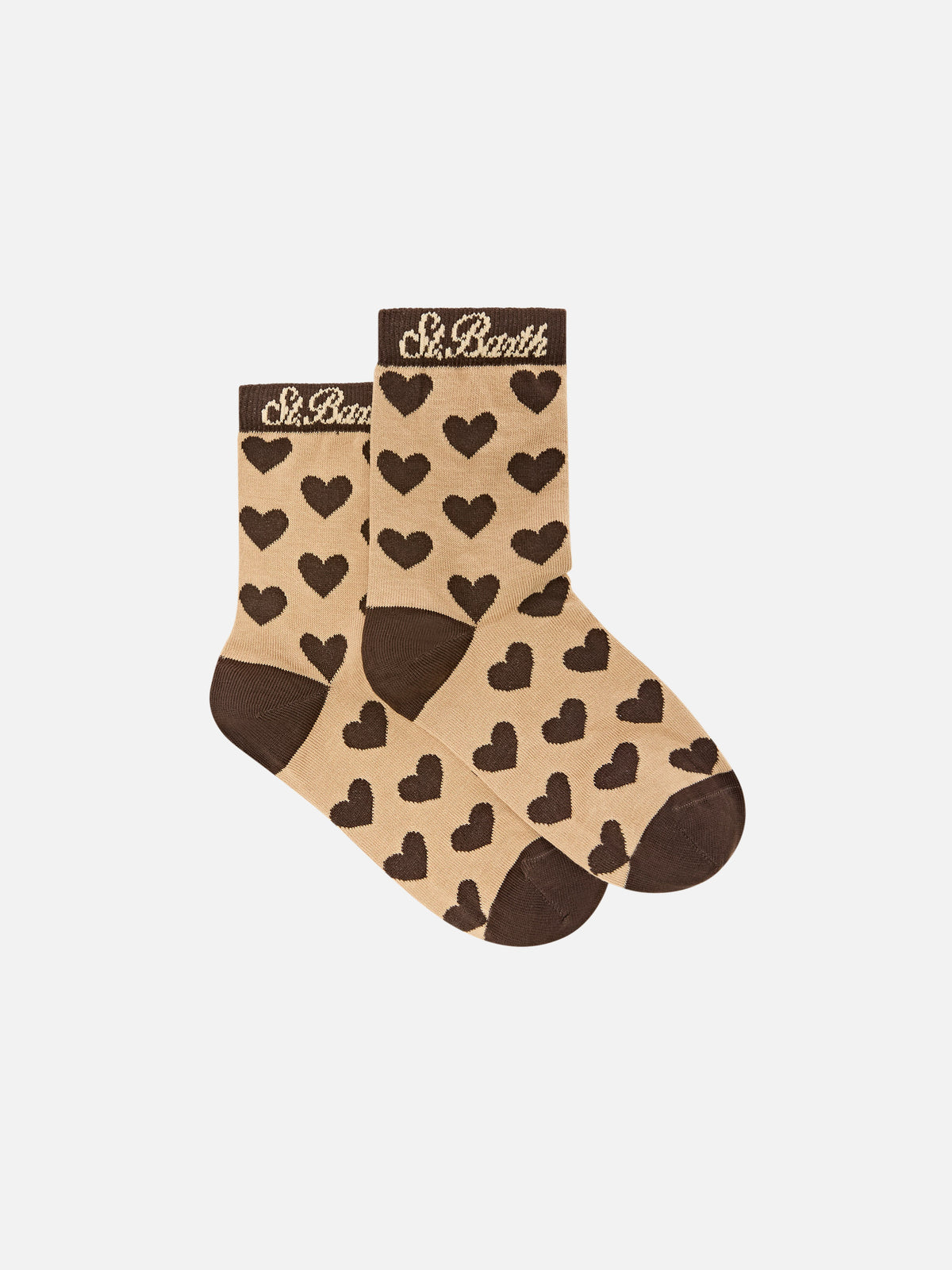 Calzini beige con motivo cuori