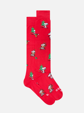 Rote Socken mit Snoopy-Jacquard | Special edition 