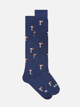 Navy blue socks with Snoopy ski jacquard | Special edition