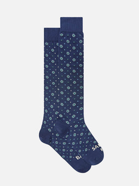 Navy blue socks with ties jacquard