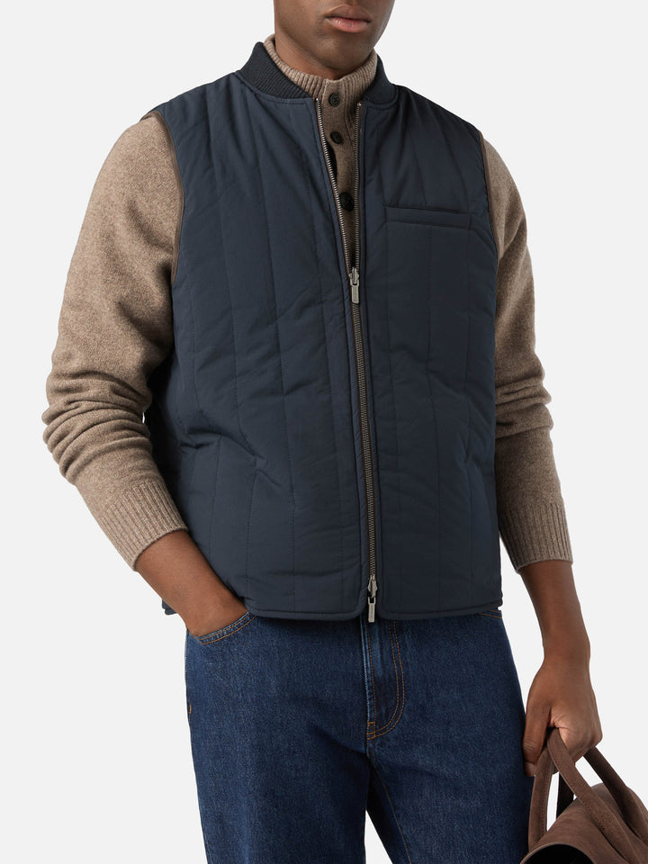 Gilet réversible Spencer en mélange de laine Navy blue 