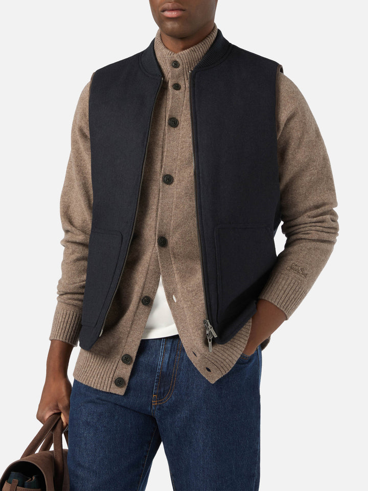 Gilet réversible Spencer en mélange de laine Navy blue 