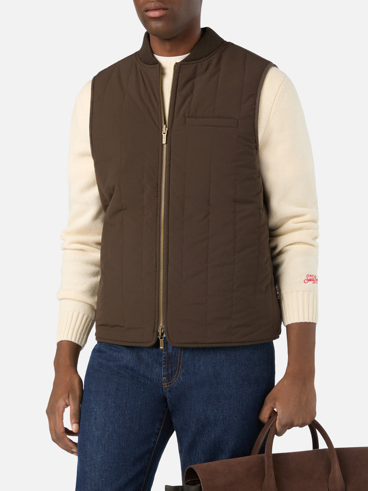 Gilet réversible Spencer en mélange de laine vert militaire 