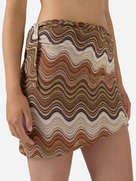 Sery short pareo in brown degradé raschel fabric