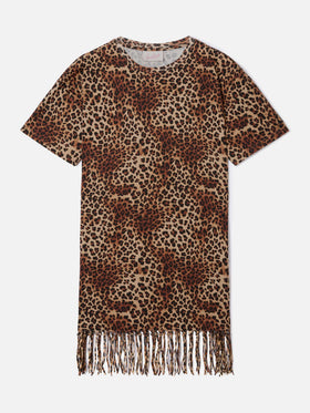 Vestido Midi Sereia con estampado de leopardo all-over 