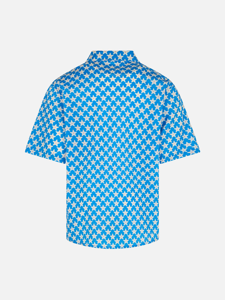 Blue Boy muslin cotton shirt Sharouk with seastar print - MC2 Saint Barth