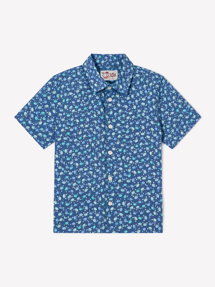 Camisa de niño Sharouk en muselina de algodón con estampado de cangrejos 