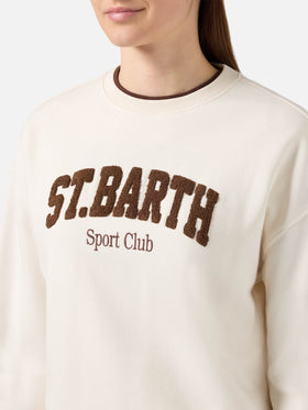 Felpa Stardust crema con logo effetto spugna e ricamo Sport Club