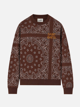 Sweat-shirt en coton Brown Stardust avec imprimé bandana 