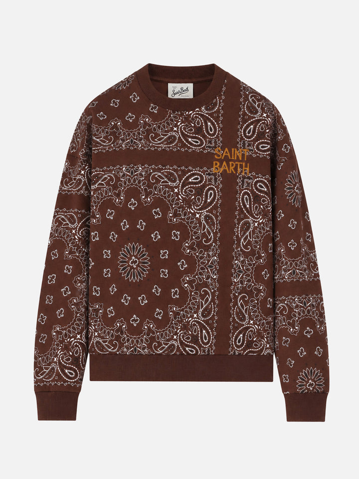 Sweat-shirt en coton Brown Stardust avec imprimé bandana 