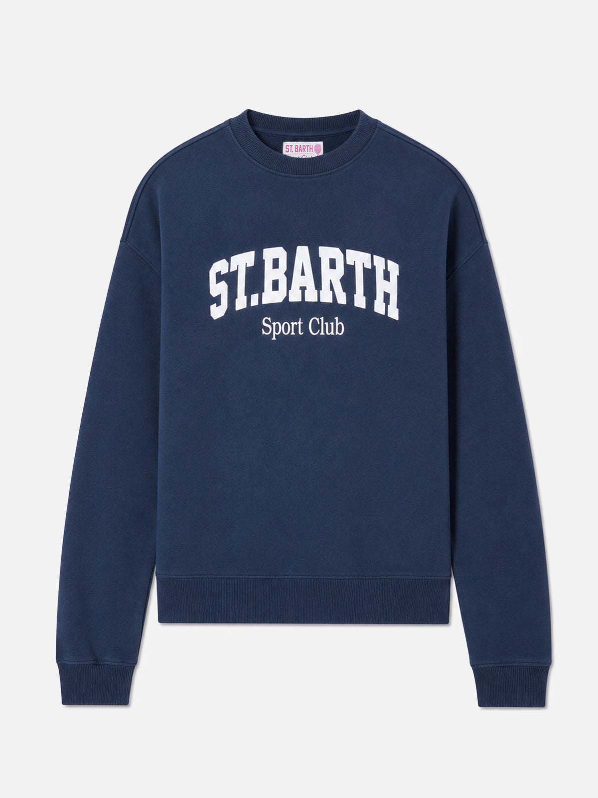 Felpa Stardust in cotone blu con stampa St. Barth sport club