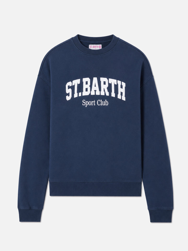 Stardust cotton sweatshirt in blue with St. Barth Sport Club print