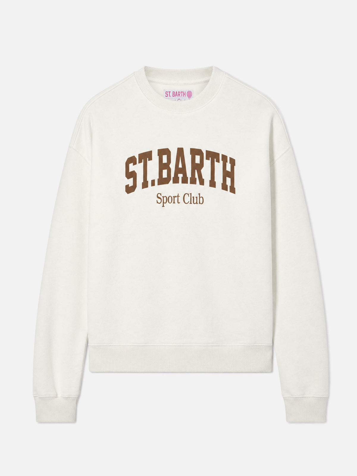 Felpa Stardust in cotone bianco con stampa flock St. Barth sport club