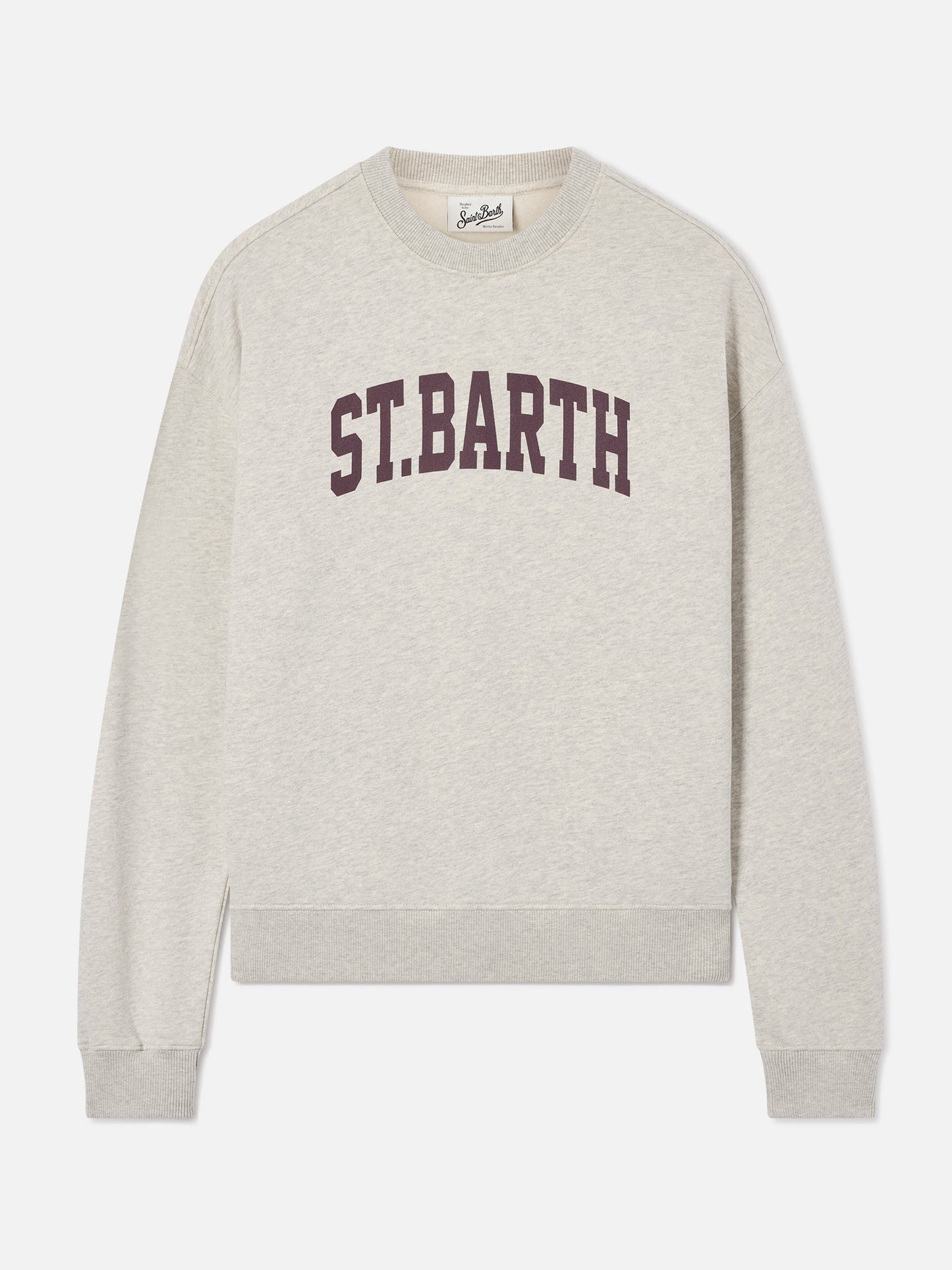 Sudadera con cuello redondo Stardust en algodón gris con estampado St. Barth 