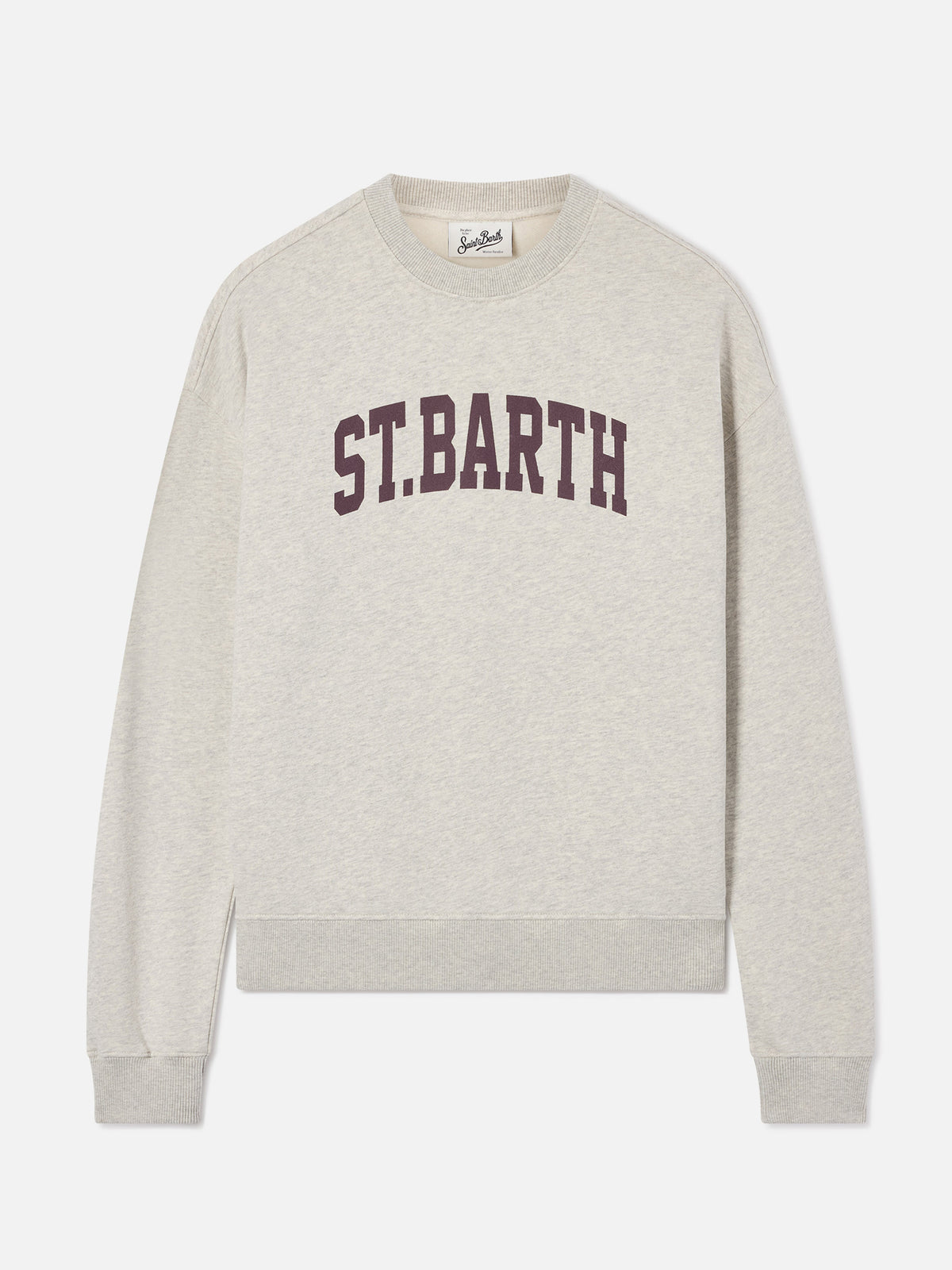 Sudadera con cuello redondo Stardust en algodón gris con estampado St. Barth 