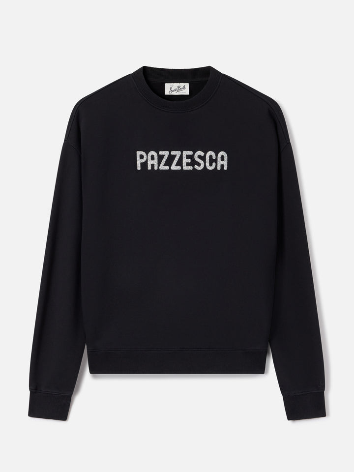 Black Stardust sweatshirt with Pazzesca glitter print