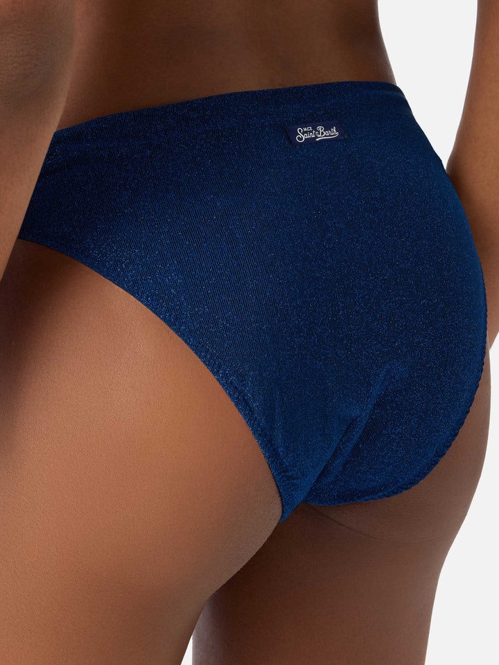 Slip mare Sugar classico a vita media in tessuto lurex blue navy