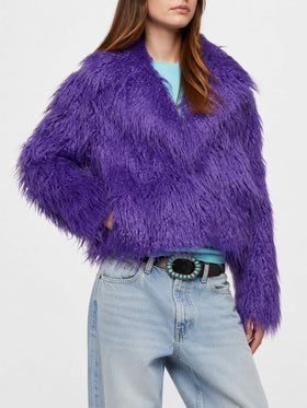 Veste courte en fausse fourrure violette Sully 