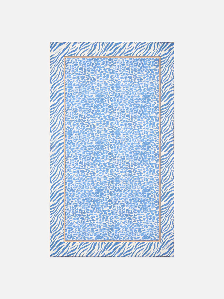 Pareo lungo Thaiti misto seta con stampa animalier leopardata