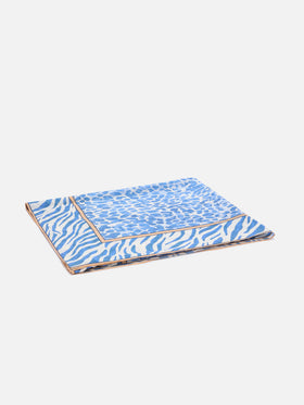Thaiti long pareo in silk blend with leopard animal print