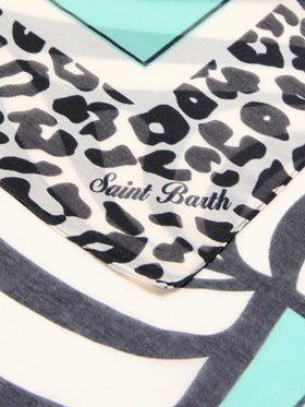 Pareo largo Thaiti en mezcla de seda con estampado sabana 