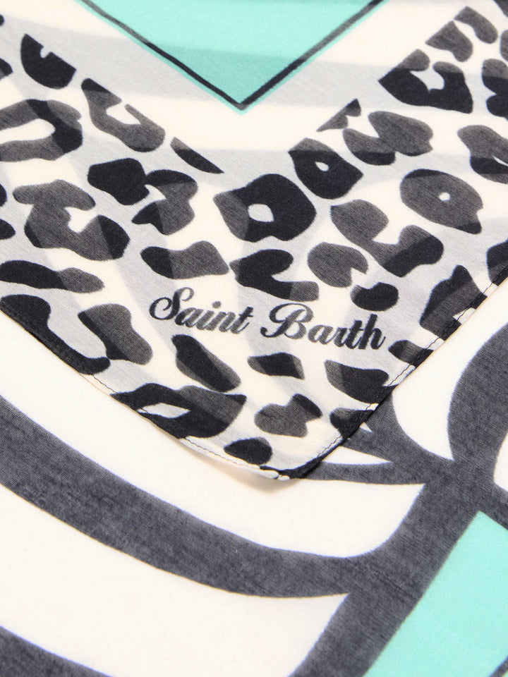 Pareo largo Thaiti en mezcla de seda con estampado sabana 