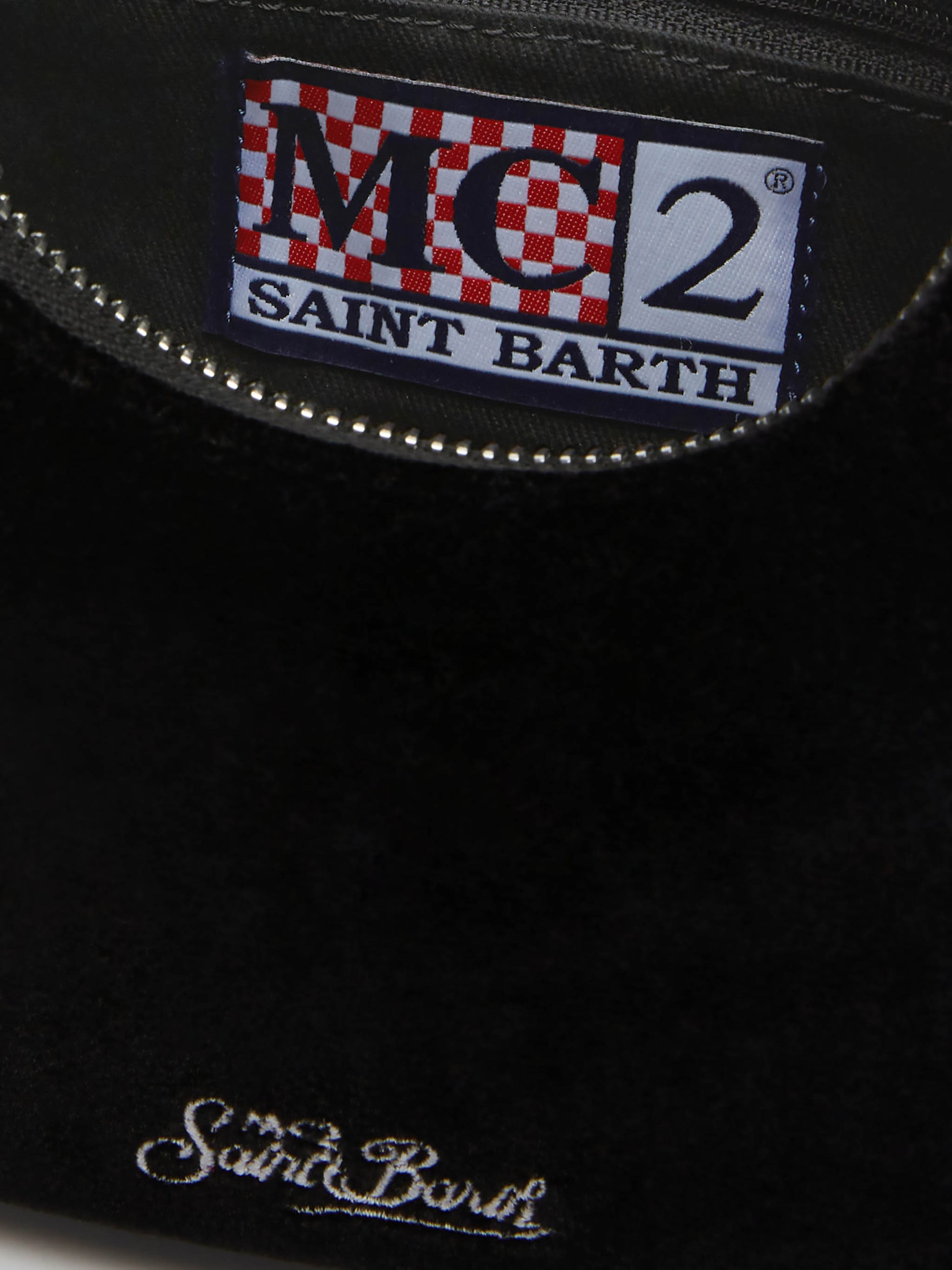 Black velvet baguette bag Tallulah with rhinestones handle - MC2 Saint Barth