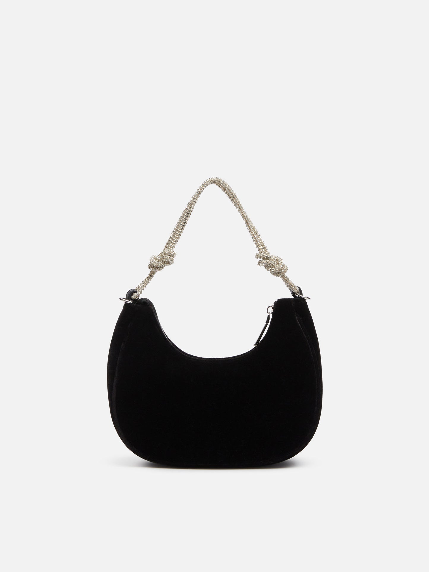 Black velvet baguette bag Tallulah with rhinestones handle - MC2 Saint Barth