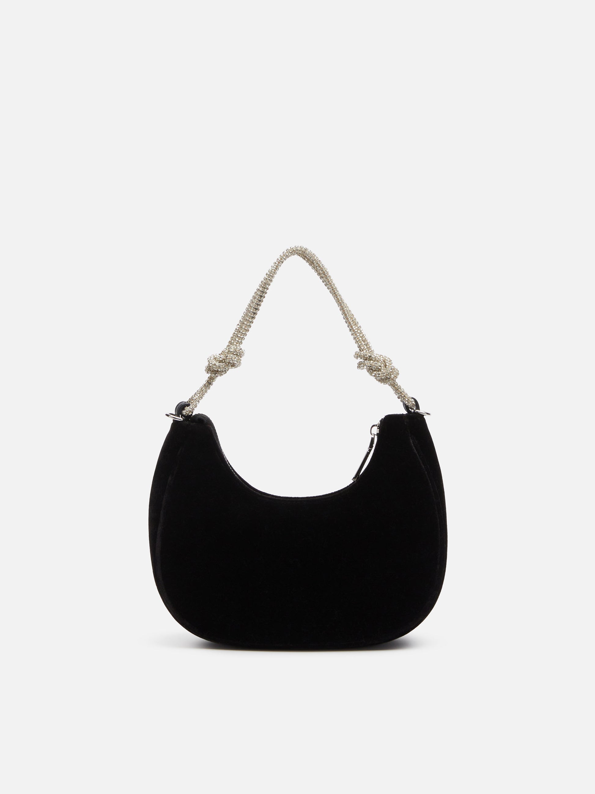 Black velvet baguette bag Tallulah with rhinestones handle - MC2 Saint Barth