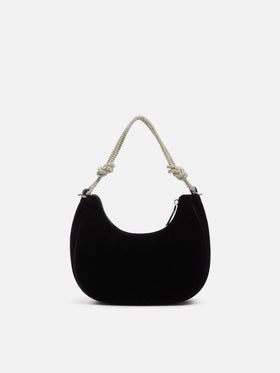 Black velvet baguette bag Tallulah with rhinestones handle - MC2 Saint Barth