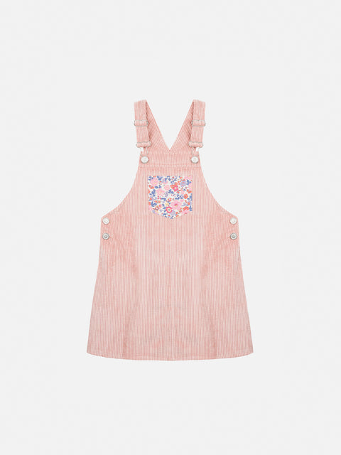Girl pink corduroy overall Tecla with flower panel - MC2 Saint Barth