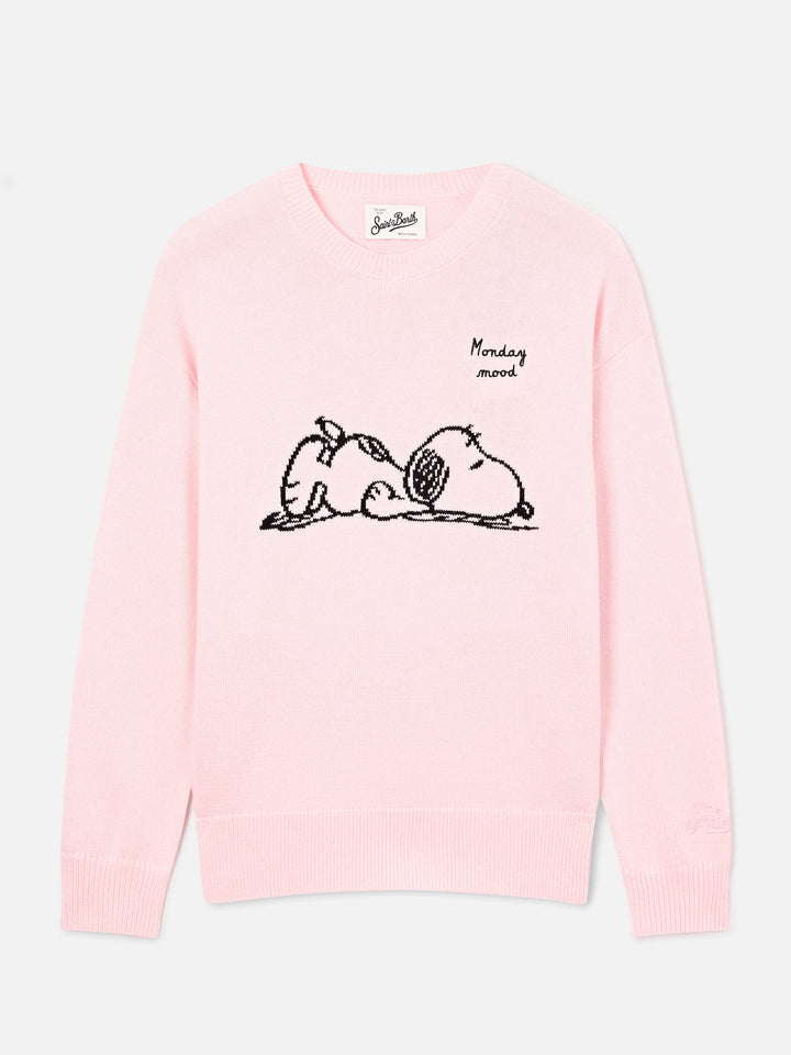 Pink Tessa wool and cashmere blend crewneck knit with Snoopy intarsia | Special edition