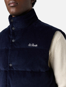 Down padded vest Thunder with in navy blue corduroy