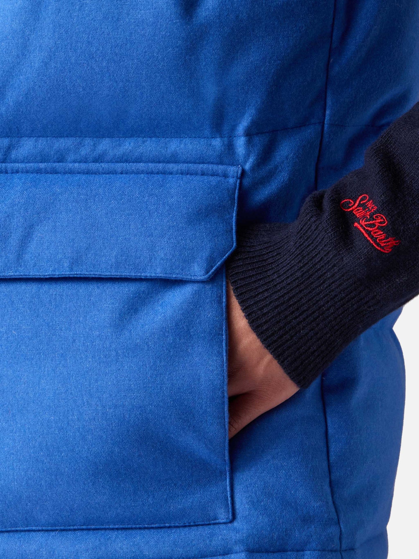 Man down padded wooly bluette vest with pockets