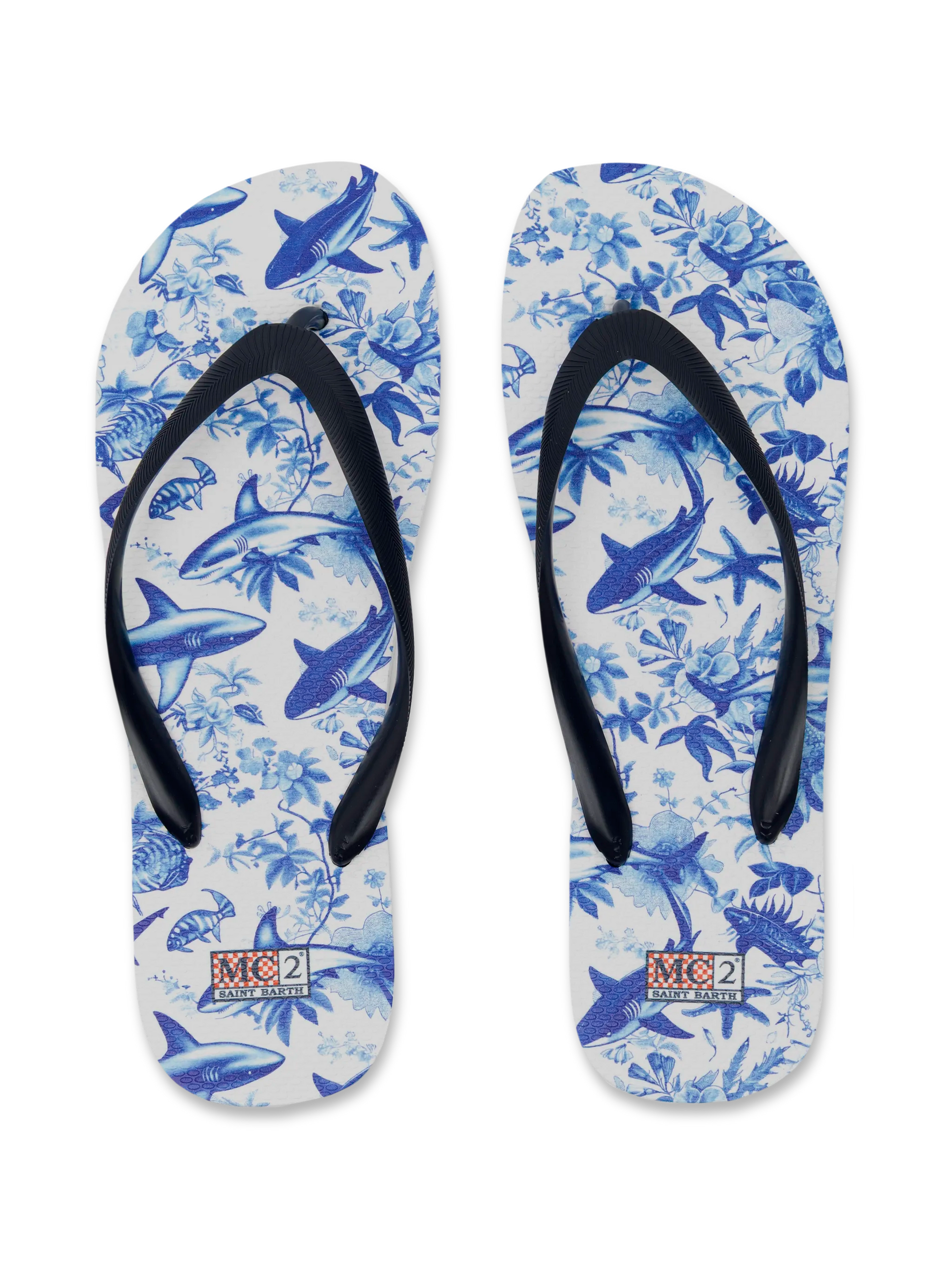 Flip flops Tommy with sharks print | AI CO-CREATED DESIGN BY RICKDICK - POWERED BY RED-EYE - MC2 Saint Barth