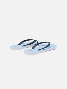 Chanclas slip-on de goma Tommy con rayas azul claro 