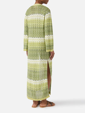 Cardigan lungo Tonia in maglia verde